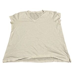 Goldie Lewinter White V-Neck Pima Cotton Slub T-Shirt Mens Medium Made in Peru